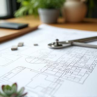 庭園デザイン図面の打ち合わせ